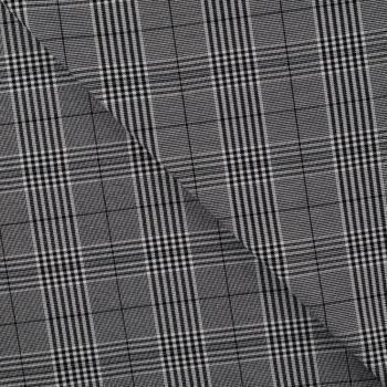Preview: Polyester-Webware in Schwarz-Weiß mit Karo, Stoff in ganzer Breite